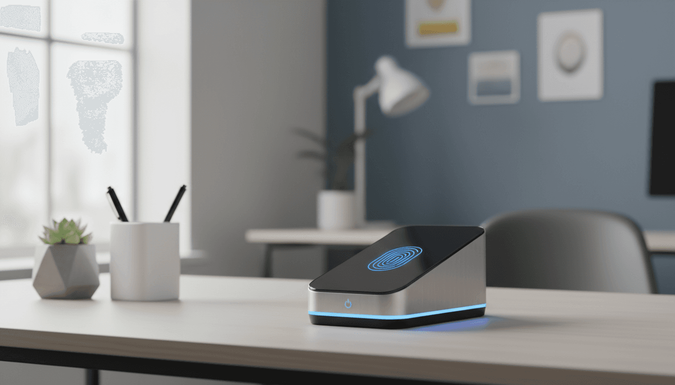 Electronic fingerprint scanner at a clean workstation