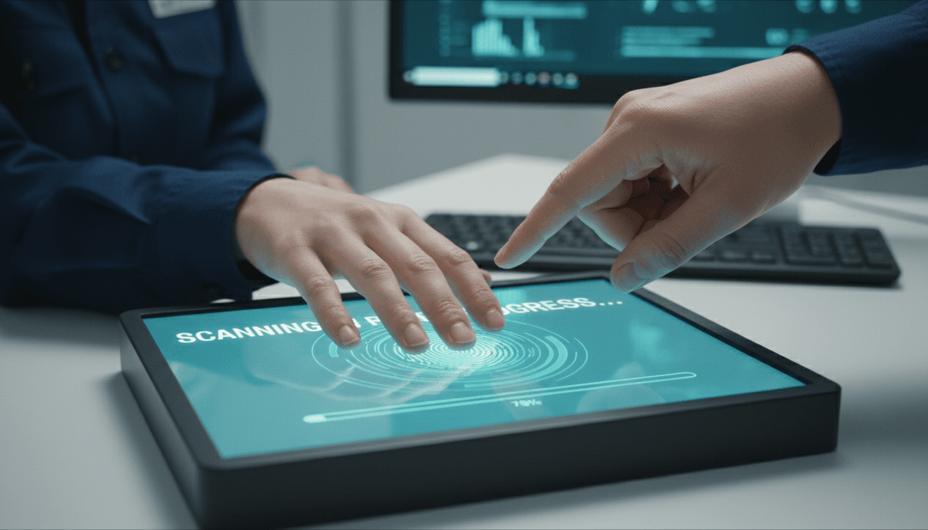 Fingerprint scanner in use at LV Fingerprinting in Las Vegas