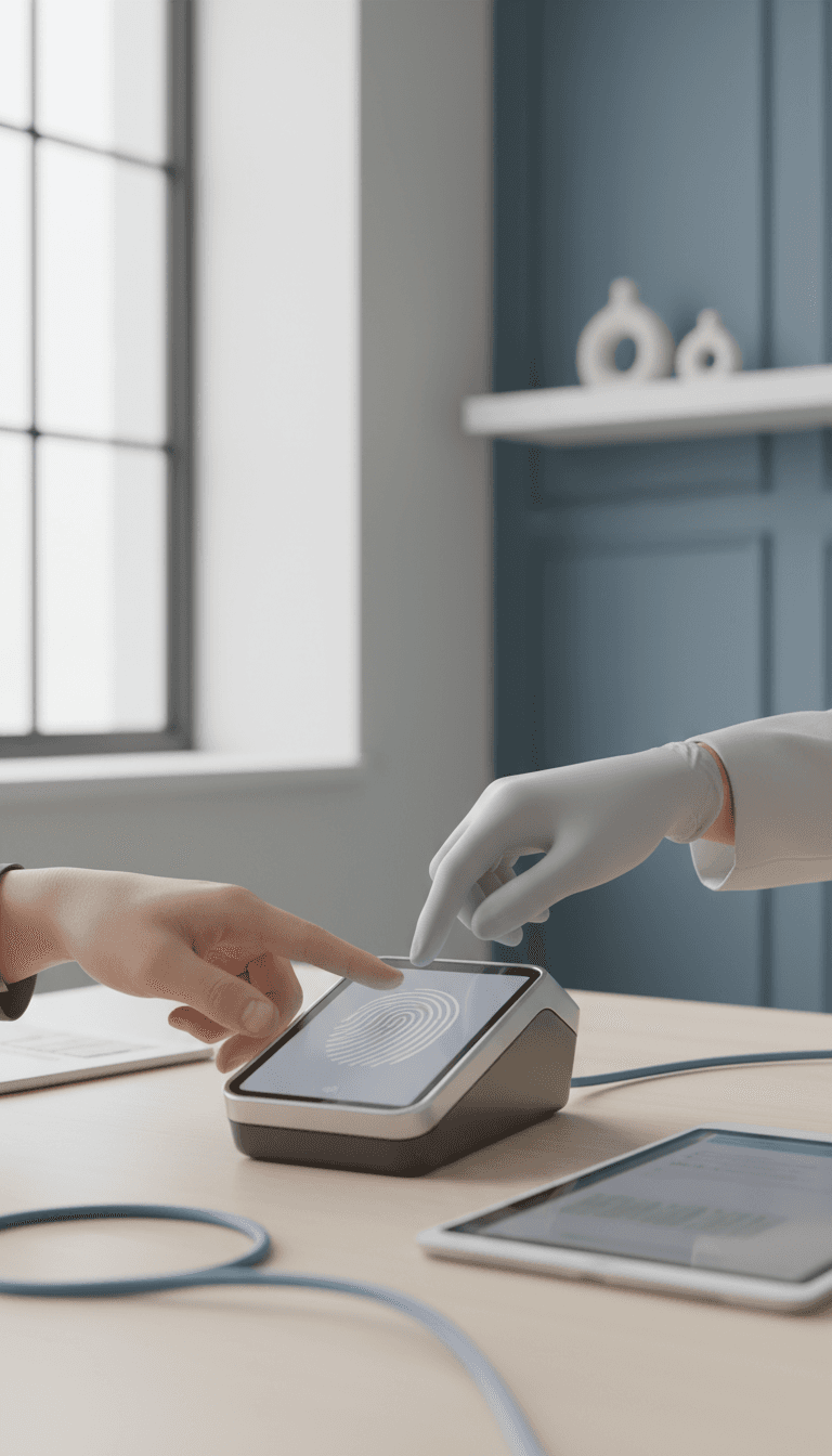 Fingerprints being captured on a digital scanner