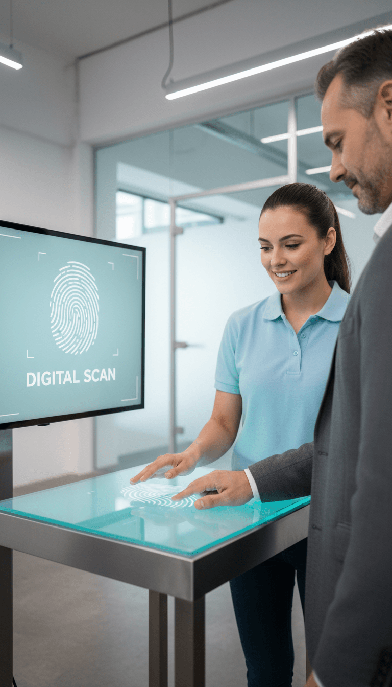 Fingerprinting service at a clean modern studio