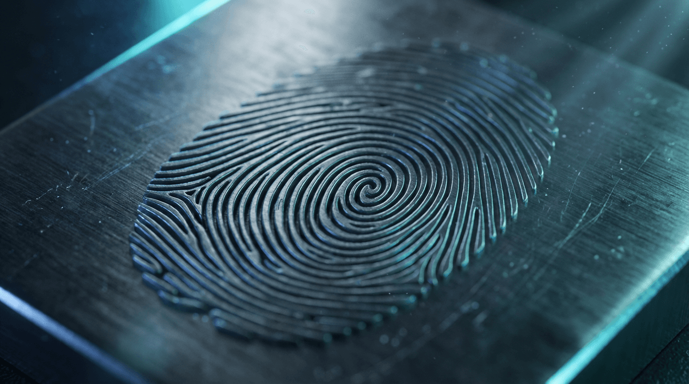 Close-up of a fingerprint being taken on a digital scanner